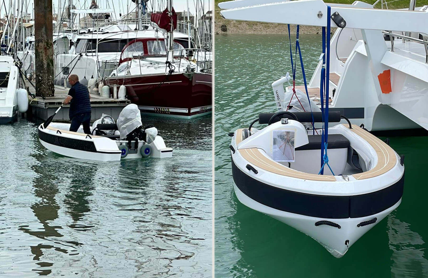 Das Dinghy ist endlich da: Die Coccinella ist bereit für die Überführung nach Gibraltar